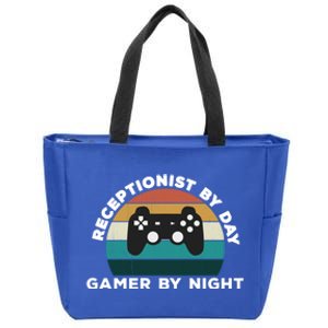 Funny Receptionist By Day Gamer By Night: Video Game Lover Gift Zip Tote Bag