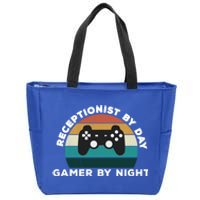 Funny Receptionist By Day Gamer By Night: Video Game Lover Gift Zip Tote Bag