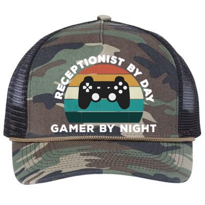 Funny Receptionist By Day Gamer By Night: Video Game Lover Gift Retro Rope Trucker Hat Cap