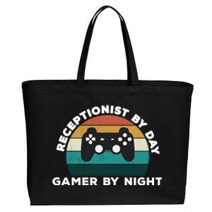 Funny Receptionist By Day Gamer By Night: Video Game Lover Gift Cotton Canvas Jumbo Tote