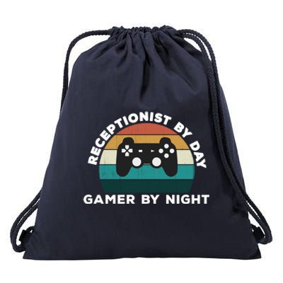 Funny Receptionist By Day Gamer By Night: Video Game Lover Gift Drawstring Bag