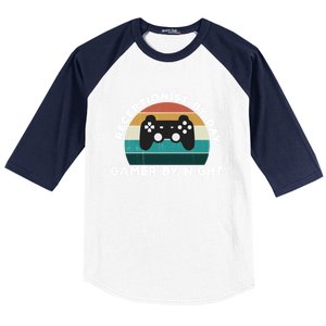 Funny Receptionist By Day Gamer By Night: Video Game Lover Gift Baseball Sleeve Shirt