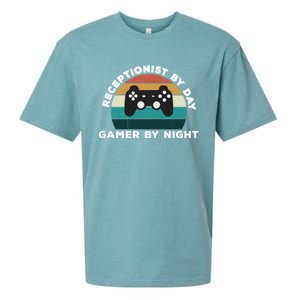 Funny Receptionist By Day Gamer By Night: Video Game Lover Gift Sueded Cloud Jersey T-Shirt