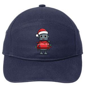 Festive Robot Bringing Christmas Cheer And Fun Lights 7-Panel Snapback Hat