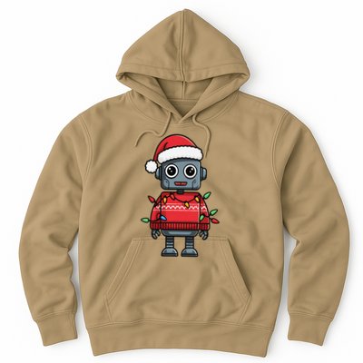 Festive Robot Bringing Christmas Cheer And Fun Lights Hoodie