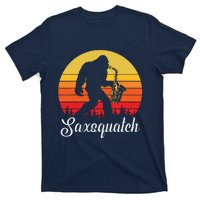 Funny Retro Bigfoot Silhouette Sun Saxophone Bigfoot T-Shirt