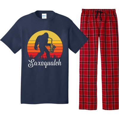 Funny Retro Bigfoot Silhouette Sun Saxophone Bigfoot Pajama Set