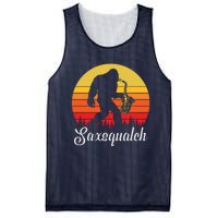 Funny Retro Bigfoot Silhouette Sun Saxophone Bigfoot Mesh Reversible Basketball Jersey Tank