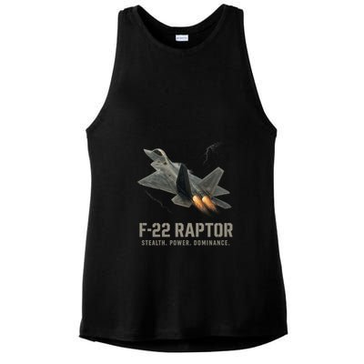 F-22 Raptor Banking Through Storm Clouds Ladies PosiCharge Tri-Blend Wicking Tank