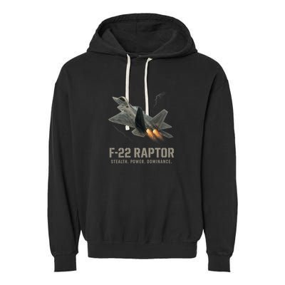F-22 Raptor Banking Through Storm Clouds Garment-Dyed Fleece Hoodie