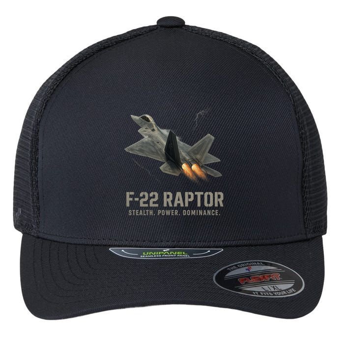 F-22 Raptor Banking Through Storm Clouds Flexfit Unipanel Trucker Cap