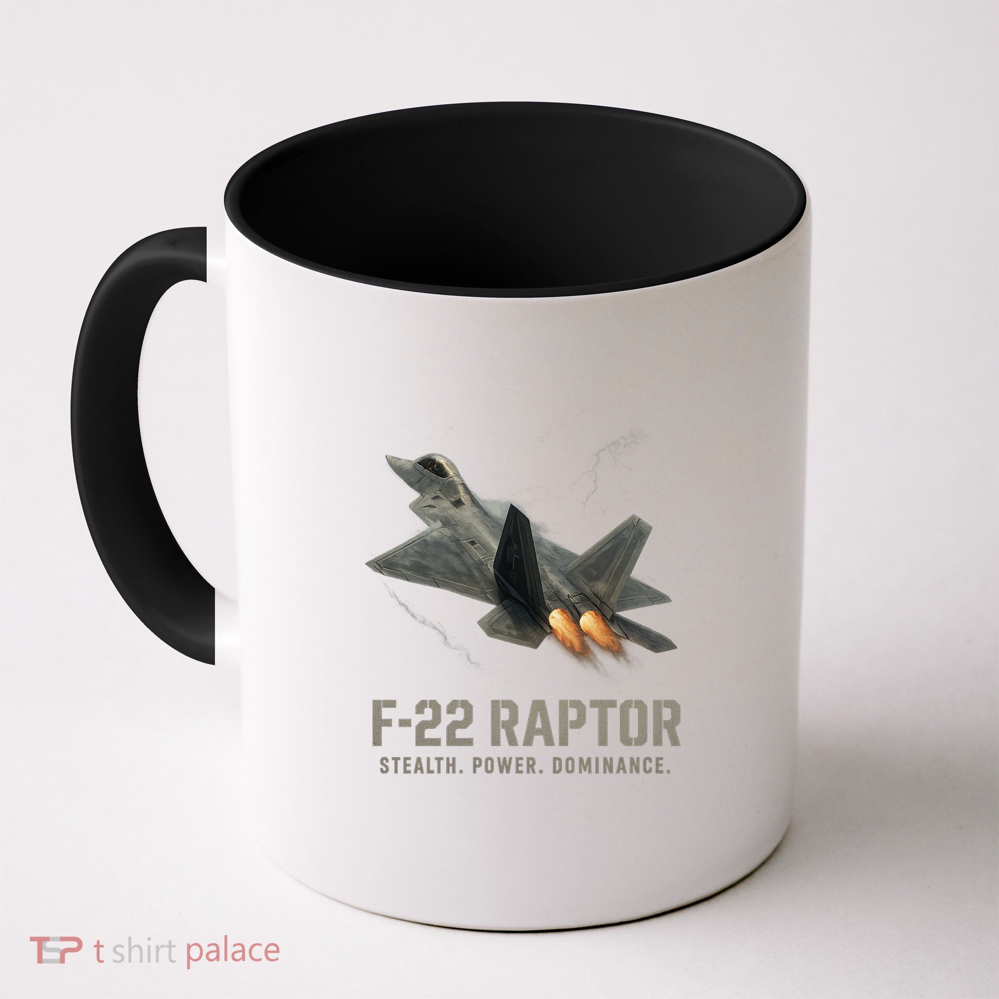 F-22 Raptor Banking Through Storm Clouds Mug