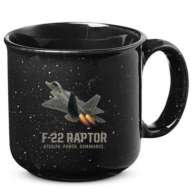 F-22 Raptor Banking Through Storm Clouds 15oz Campfire Ceramic Mug