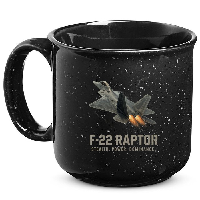 F-22 Raptor Banking Through Storm Clouds 15oz Campfire Ceramic Mug