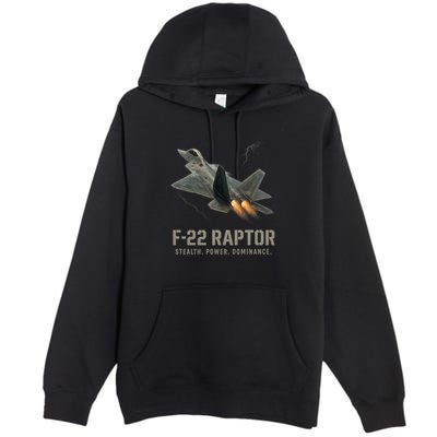 F-22 Raptor Banking Through Storm Clouds Premium Pullover Hoodie