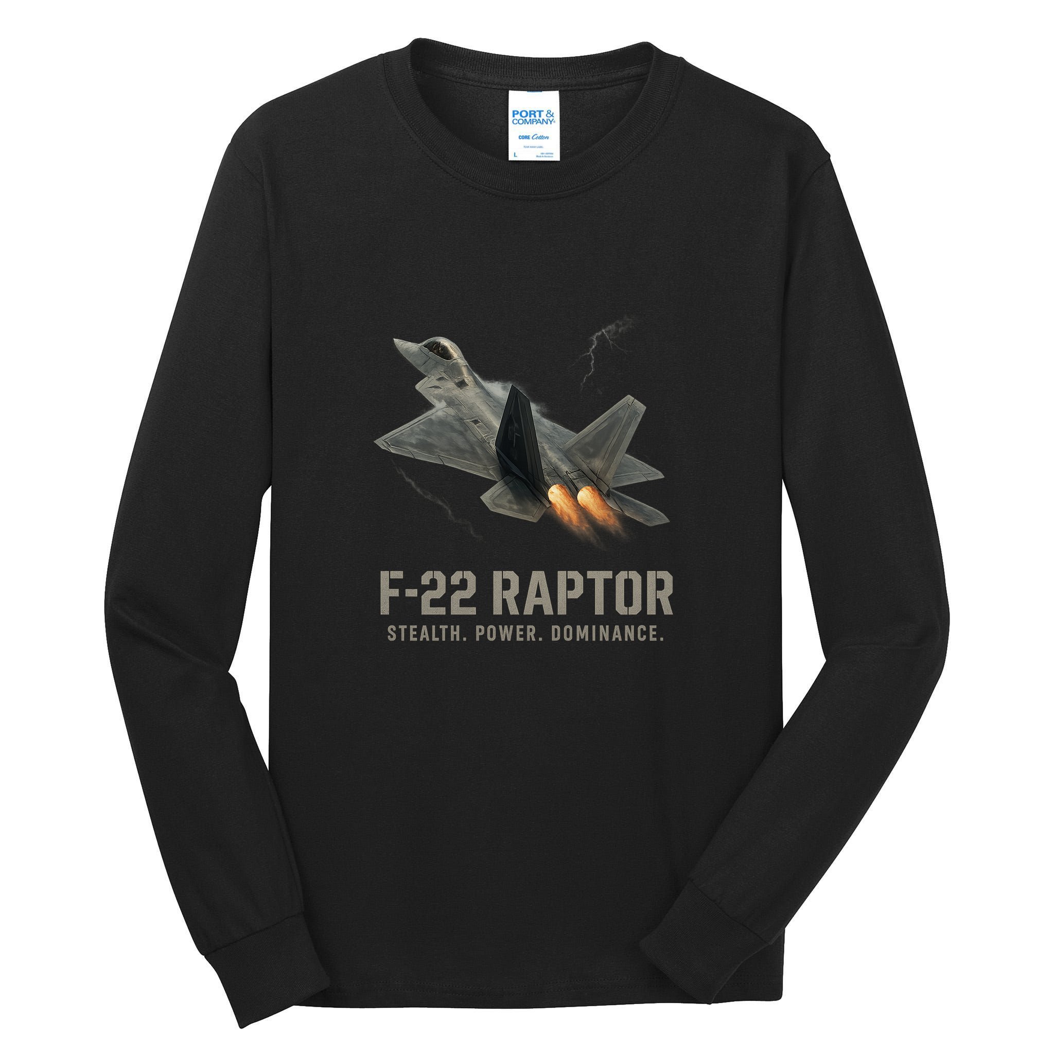 F-22 Raptor Banking Through Storm Clouds Tall Long Sleeve T-Shirt