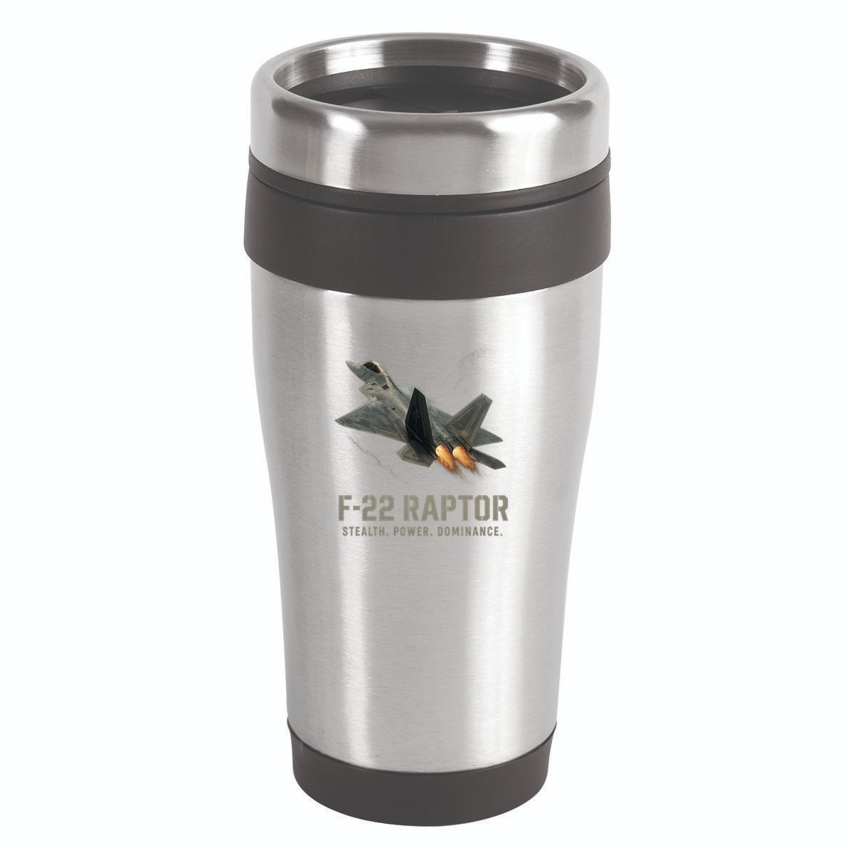 F-22 Raptor Banking Through Storm Clouds 16oz Travel Tumbler