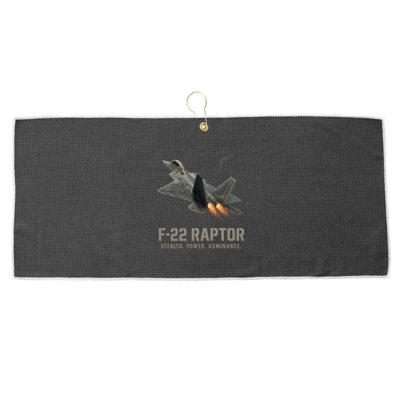 F-22 Raptor Banking Through Storm Clouds Large Microfiber Waffle Golf Towel
