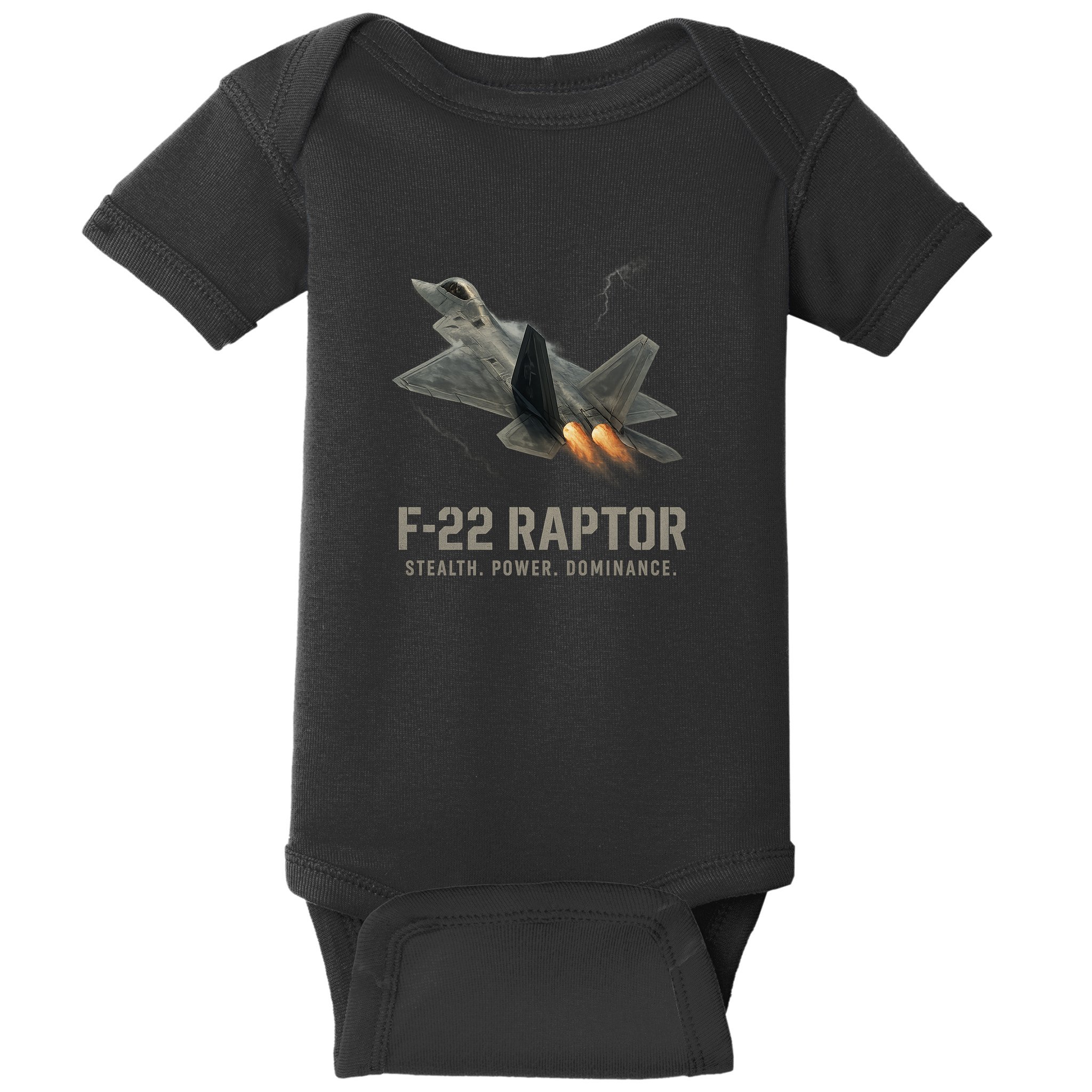 F-22 Raptor Banking Through Storm Clouds Baby Bodysuit