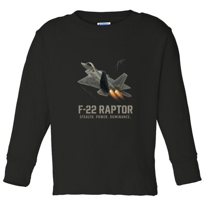 F-22 Raptor Banking Through Storm Clouds Toddler Long Sleeve Shirt