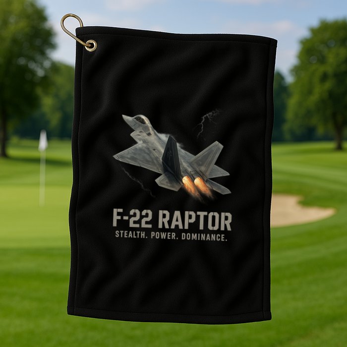 F-22 Raptor Banking Through Storm Clouds Golf Towel