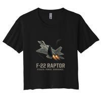 F-22 Raptor Banking Through Storm Clouds Women's Crop Top Tee