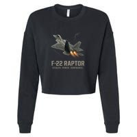 F-22 Raptor Banking Through Storm Clouds Cropped Pullover Crew