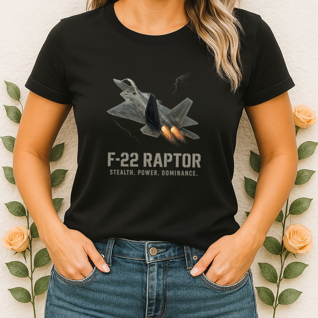 F-22 Raptor Banking Through Storm Clouds Womens T-Shirt