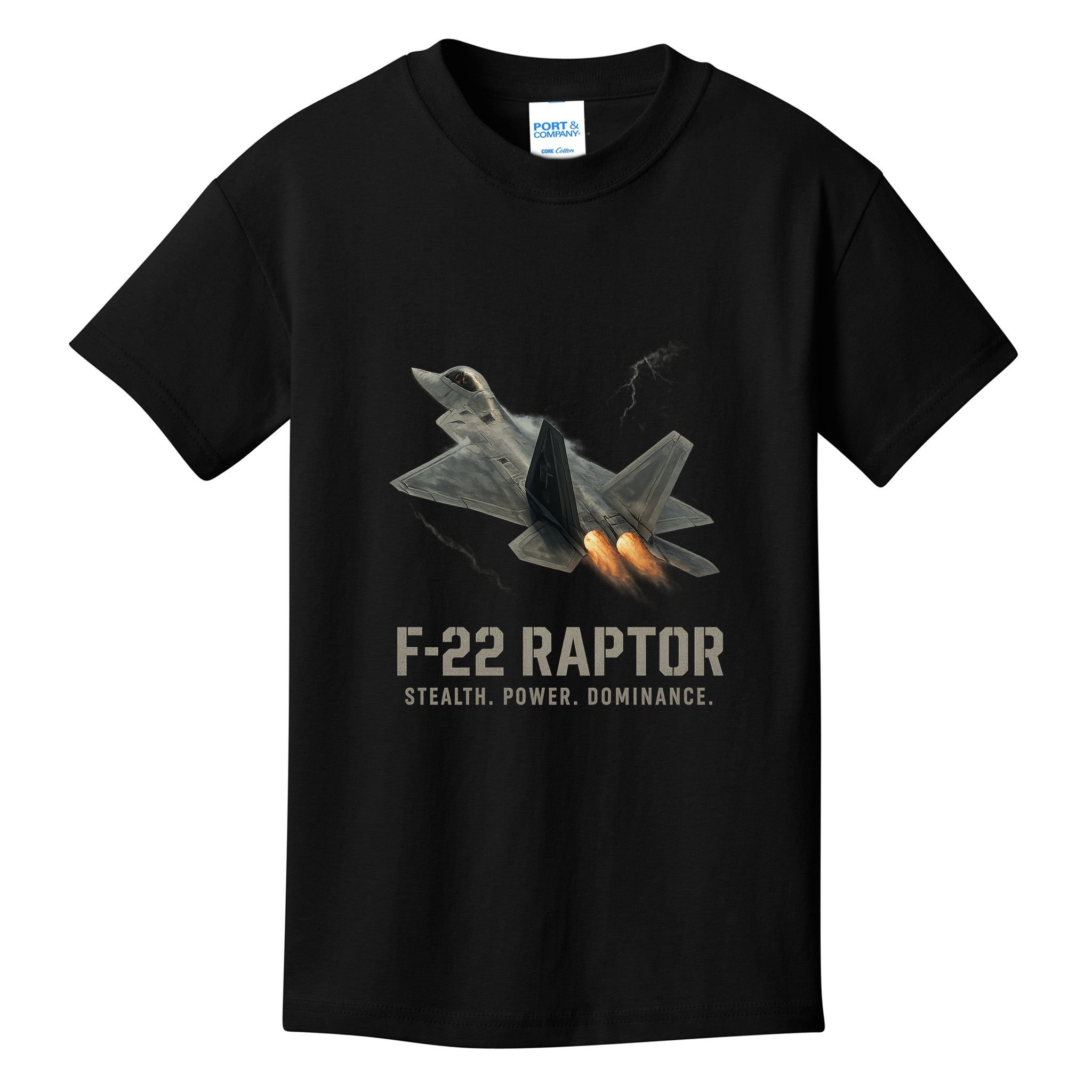F-22 Raptor Banking Through Storm Clouds Kids T-Shirt