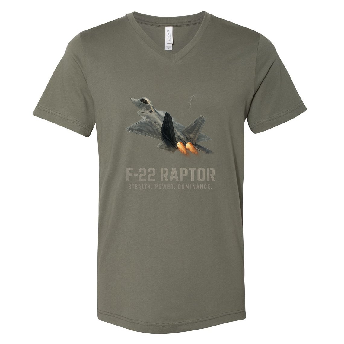F-22 Raptor Banking Through Storm Clouds V-Neck T-Shirt