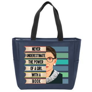 Feminist Ruth Bader Ginsburg RBG Quote Girl With Book Zip Tote Bag