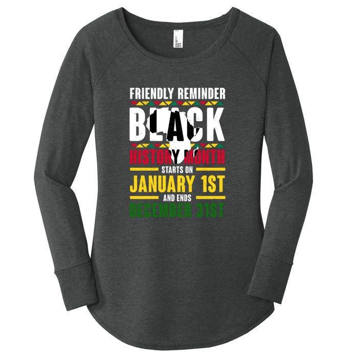 Friendly Reminer BLACK HISTORY MONTH Starts On January 1st And Ends December 31s Women's Perfect Tri Tunic Long Sleeve Shirt