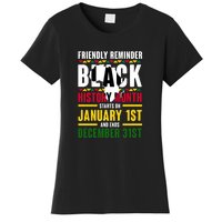 Friendly Reminer BLACK HISTORY MONTH Starts On January 1st And Ends December 31s Women's T-Shirt