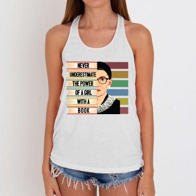 Feminist Ruth Bader Ginsburg Rbg Quote Girl With Book Women Women's Knotted Racerback Tank