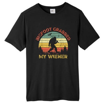 Funny Retro Bigfoot Bigfoot Grabbed My Wiener Design Tall Fusion ChromaSoft Performance T-Shirt