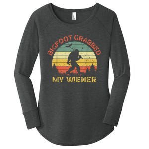 Funny Retro Bigfoot Bigfoot Grabbed My Wiener Design Women's Perfect Tri Tunic Long Sleeve Shirt