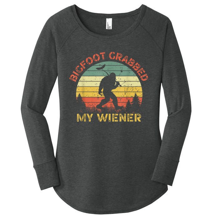 Funny Retro Bigfoot Bigfoot Grabbed My Wiener Design Women's Perfect Tri Tunic Long Sleeve Shirt