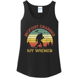 Funny Retro Bigfoot Bigfoot Grabbed My Wiener Design Ladies Essential Tank