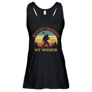 Funny Retro Bigfoot Bigfoot Grabbed My Wiener Design Ladies Essential Flowy Tank