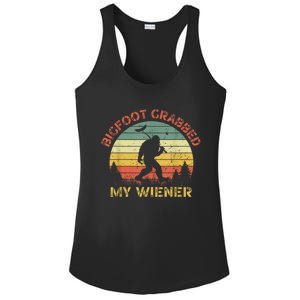 Funny Retro Bigfoot Bigfoot Grabbed My Wiener Design Ladies PosiCharge Competitor Racerback Tank