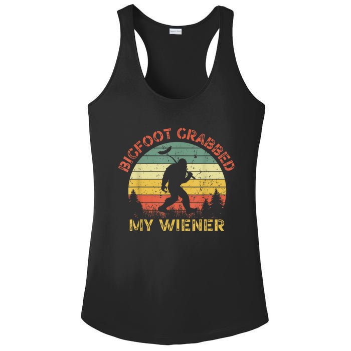 Funny Retro Bigfoot Bigfoot Grabbed My Wiener Design Ladies PosiCharge Competitor Racerback Tank