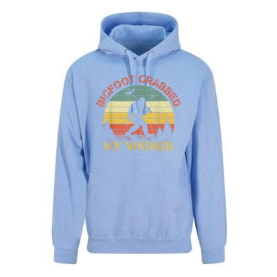 Funny Retro Bigfoot Bigfoot Grabbed My Wiener Design Unisex Surf Hoodie