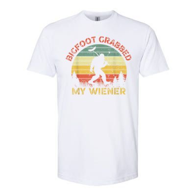 Funny Retro Bigfoot Bigfoot Grabbed My Wiener Design Softstyle CVC T-Shirt