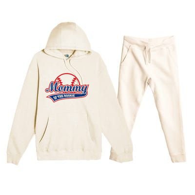 Funny Retro Baseball Mommy Of The Rookie Premium Hooded Sweatsuit Set