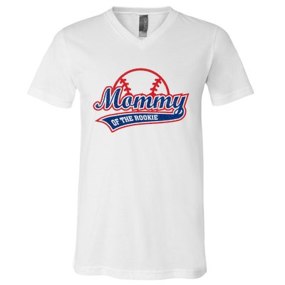 Funny Retro Baseball Mommy Of The Rookie V-Neck T-Shirt