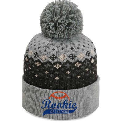 Funny Retro Baseball Rookie Of The Year The Baniff Cuffed Pom Beanie