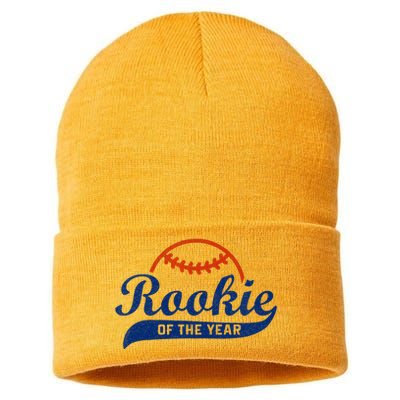 Funny Retro Baseball Rookie Of The Year Sustainable Knit Beanie