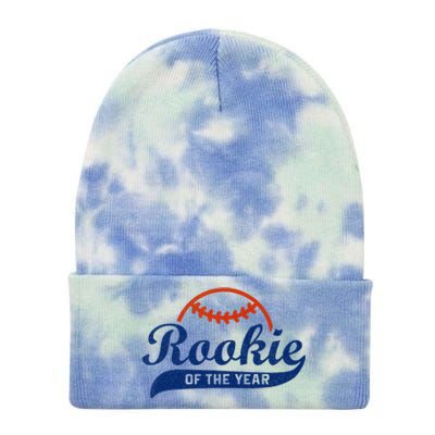 Funny Retro Baseball Rookie Of The Year Tie Dye 12in Knit Beanie