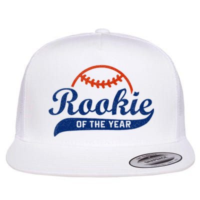 Funny Retro Baseball Rookie Of The Year Flat Bill Trucker Hat