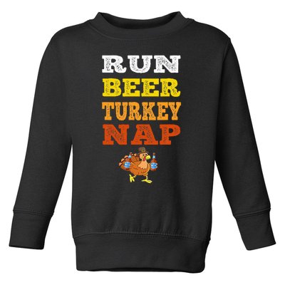 Funny Run Beer Turkey Nap Running Trot Dinner Thanksgiving Toddler Sweatshirt